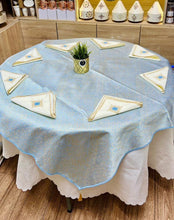 Charger l'image dans la galerie, Nappe et 8 Serviettes Artisanales Benchrif-Bleu ciel
