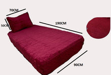 Charger l'image dans la galerie, Ensemble Drap +Housse Taie polaire motif tricot 1 place-Bordeaux
