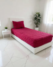 Charger l'image dans la galerie, Ensemble Drap +Housse Taie polaire motif tricot 1 place-Bordeaux
